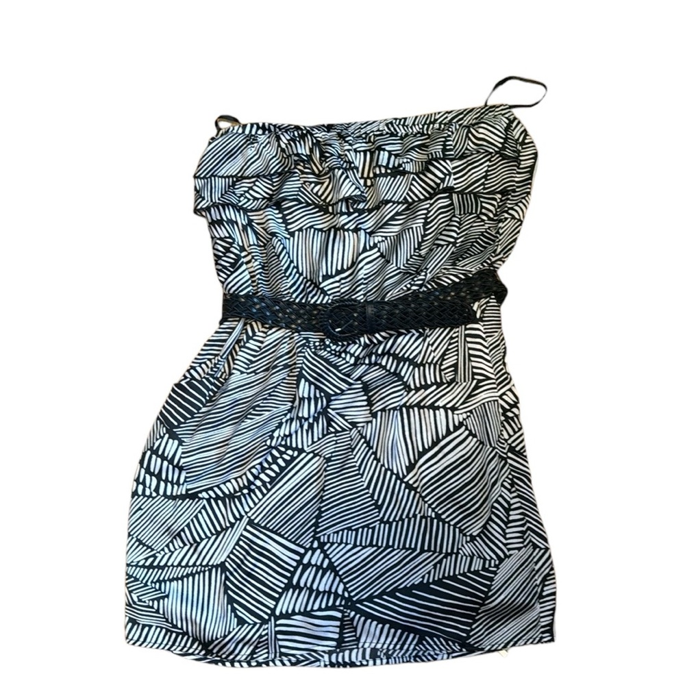 Strapless ruffle dress with belt